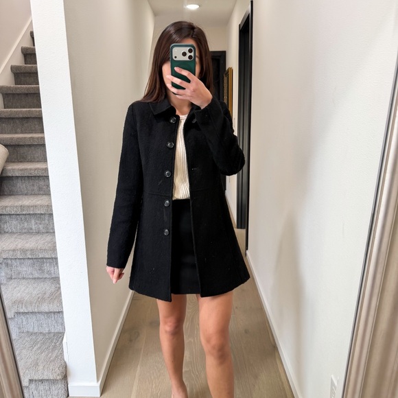 💕SOLD💕Aritzia Talula Black Button-Up Coat Wool Blend XXS Preppy Mod Retro - Picture 1 of 4